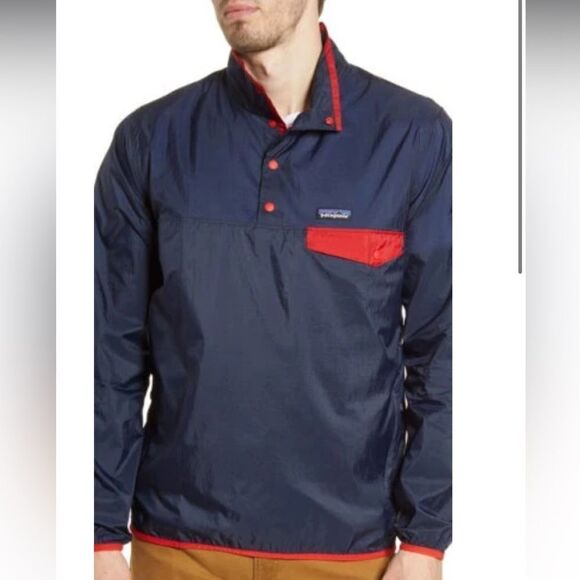 Patagonia Hudini navy red snap jacket medium m - Picture 2 of 6